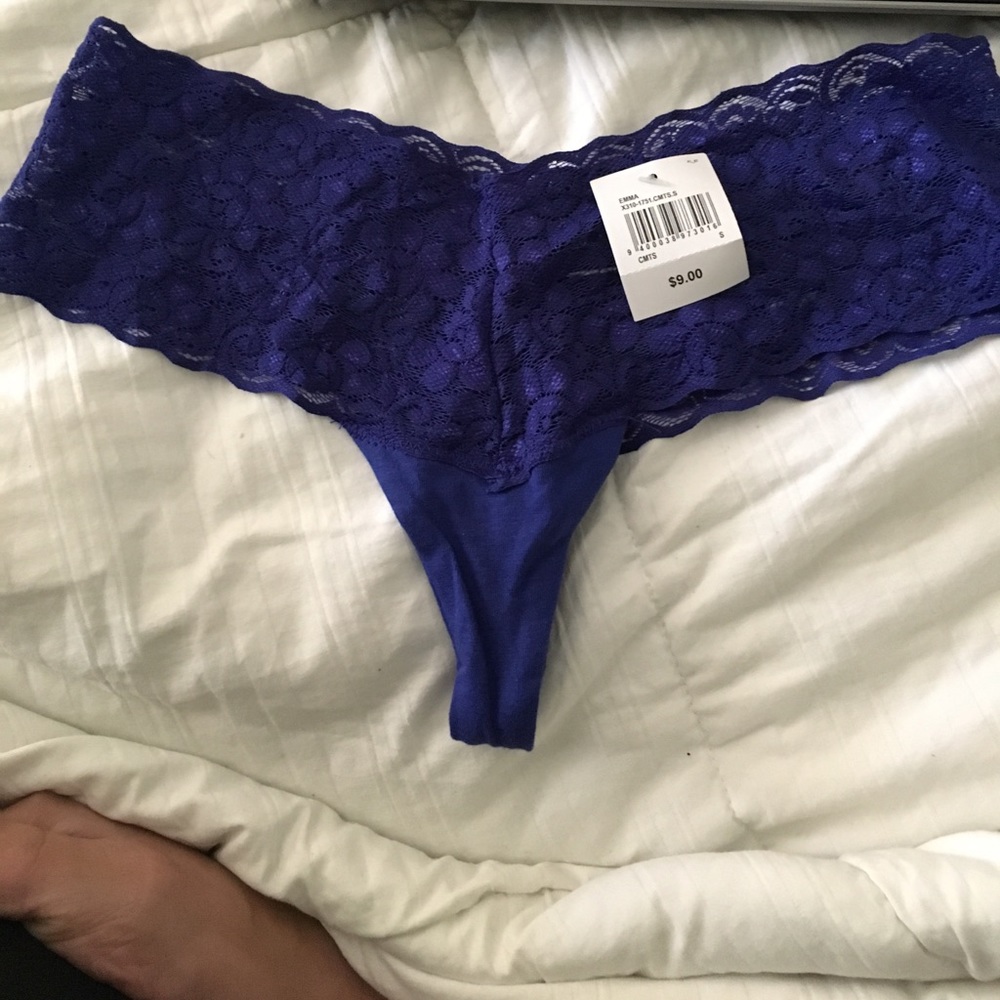 Blue lace thong